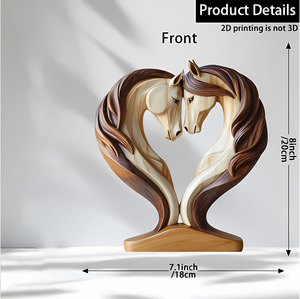 Nuevo Modelo Transfronterizo: Caballo Blanco Abrazando una Cabeza de Caballo en Forma de Corazón, Adorno de Resina Pintado para Escritorio, Decoración de Boda - Product Image 5