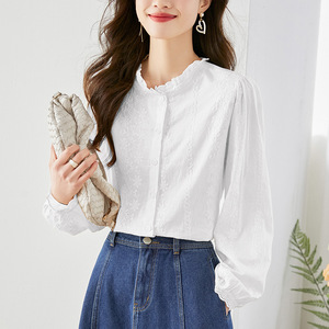 Embroidered Hollow Apricot Shirt Women Long Sleeve New Design Chic Commuting Elegant Coat - Product Image 6