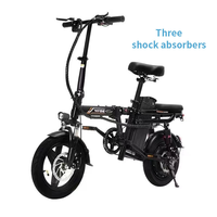 Bicicleta Eléctrica Plegable de 14 Pulgadas con Neumáticos Antipinchazos, Lista para Enviar, para Adultos y Adolescentes, 350W, Mini Bicicleta Eléctrica Inteligente Digital