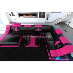 Luxus Sofa Style Designed Modern Fashion Ktv Lounge Sofa Couch Led U-förmiges Ecksofa