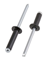 Rivets à tête ronde ouverte en acier aluminium noir peint 1/4''x1/2'', 1/4''x3/4'', 1/4''x1''