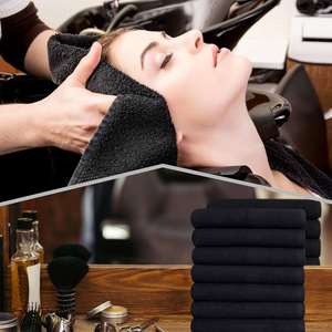 Serviettes de salon de beauté, de barbier et de coiffure Logo, 100% coton, séchage rapide, douces/absorbantes, ensemble de serviettes unies, tricotées - Product Image 2