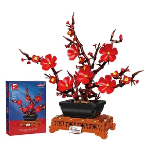 Gratuit <span class=keywords><strong>Trib</strong></span> 11004 fleur de prunier fleur bonsaï fleur modèle briques créative décoration de bureau jouets enfants cadeaux blocs de construction ensembles - Product Image 1
