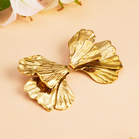 Boucles d'oreilles KITI modernes en acier inoxydable 316 inspirées du ginkgo, avec pétales sculptés en éventail, plaqué or 18 carats PVD, bijoux de déclaration
