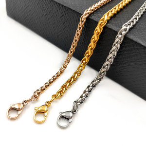 สร้อยคอผู้ชายแบบโซ่ข้าวสาลี สแตนเลส 316L ชุบทอง 18k ป้องกันการแพ้ ขายดี - Product Image 6