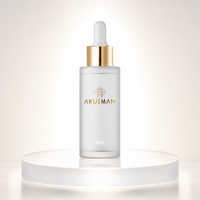 Flacon cosmétique tendance de 30 ml en verre dépoli avec compte-gouttes à anneau doré pour sérum d'huile de croissance capillaire