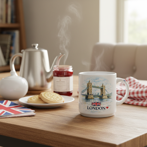Mug à café en porcelaine London Tower Bridge 300 ml, souvenir de voyage, compatible lave-vaisselle et micro-ondes, pour boissons chaudes, avec poignée, coffret cadeau - Product Image 2