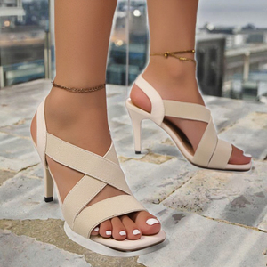 รองเท้าส้นตึกแบบเปิดส้น สีพื้น สูง 6.5 ซม. เพิ่มความสูง รองเท้าส้นสูงแฟชั่น 2026 รองเท้าส้นสูงแบบใหม่ - Product Image 3