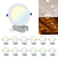 Plafonnier LED encastré rond certifié ETL de 6 pouces, 12W + 3W veilleuse, 5CCT, intensité variable, avec boîte de jonction