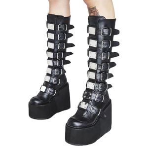 נשים מגפיים נשים wedges מתכת אבזם נעלי סתיו קלאסי מגפיים נשים אופנה פלטפורמה פאנק קרסול מגפיים נשים - Product Image 3