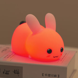 2026 Cute Animal Rabbit LED Colorful lights Night Light Soft Silicone Bedroom USB Rechargeable <b>Lamp</b> for baby Kids - Product Image 3