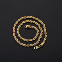 Colliers en chaîne torsadée en acier inoxydable plaqué or 4 mm, étanches, pour hommes/femmes, vente en gros, personnalisables, plaqués PVD