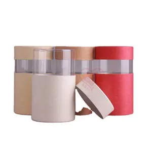 Clear Plastic Cylinder Box Round Paper Box For Tea/ Pencil/Cosmetic