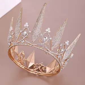 Genya Hot Sale Luxury Bridal Crown Crystal Rhinestone Pearl Hair Jewelry Princess Wedding Tiara Crown for Bridal 2024