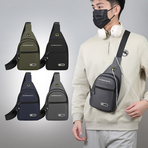 Men's Chest Bag Nylon Portable Outdoor Sports Cycling Travel Crossbody Gray Black Green Blue Solid Color - Product Image 2
