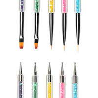 BQAN – stylo Double tête pour peinture Gel UV, dessin acrylique, brosse à ongles, Nail Art, Point, Point, stylo, 5 pièces, Kit d'outils de manucure