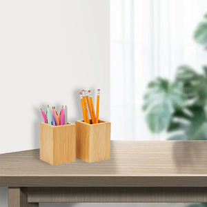 Wooden <b>Pen</b> Holder Square Bamboo Desk Organizer Office Stationery Storage <b>Box</b> For Pencils And <b>Pens</b> - Product Image 1
