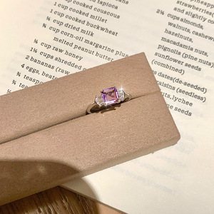 9 Simple 6mm Princess Cut Color Gemstone 3 Stone <b>Adjustable</b> <b>Ring</b> 925 Sterling <b>Silver</b> Anti Tarnish Fine Jewelry For Women - Product Image 5