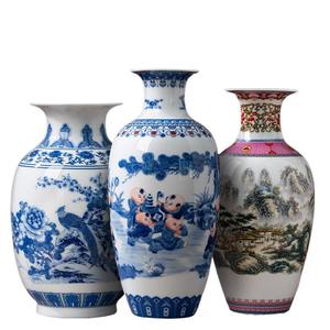 Jingdezhen Vase en céramique de table Art déco Nouvelle Famille Rose chinoise pour la maison Salon Porche Meuble TV Arrangement de fleurs - Product Image 2