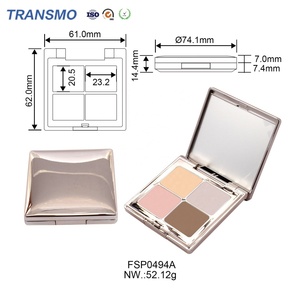 Palette de fards à paupières personnalisée, emballage vide pour palette de fards à paupières, miroir intégré, 4 compartiments carrés, étui compact pour poudre - Product Image 3