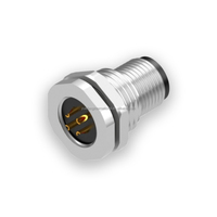 Connecteur circulaire 4 broches M12 prise B-code plaqué or montage sur panneau tasse à souder IP67 étanche M12 B Code 4pin connecteur avec fil