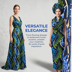 Véritables Tissus Imprimés <span class=keywords><strong>Wax</strong></span> <span class=keywords><strong>Hollandais</strong></span> Biologiques Tissés 6 Yards pour Vêtements, Sacs, Textiles de Maison, Chemises - Product Image 5