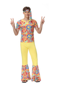 Costumes d'Halloween pour couples, fête hippie vintage années 60 70, vêtements de paix et d'amour, costume rock disco, femmes hippies, costume de cosplay - Product Image 4