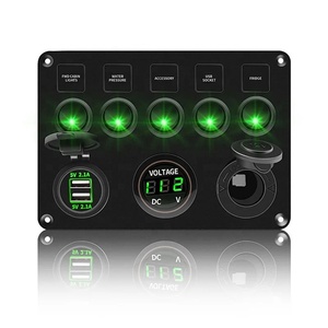 Panel de interruptores basculantes LED universal de 5 posiciones con cargadores USB 3.0, voltímetro digital de 12V/24V y adaptador de corriente para camiones - Product Image 4