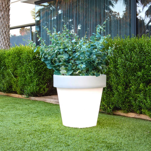 Pin Powered Có Thể Sạc Lại Sang Trọng Trắng Nhựa Led Chậu Hoa Ngoài Trời Thanh Rượu Vang Xô Đá Nhà Máy Trực Tiếp Bán - Product Image 3