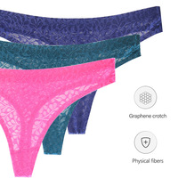Dames Dunne Kant Uitgehold T Rug Lage Taille Ijs Zijde Sexy Brutale String Doorzichtig Slipje String Bikini