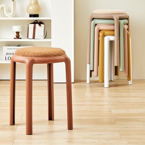 Tabouret haut en plastique épaissi pour adultes, empilable, durable, pour usage domestique <span class=keywords><strong>et</strong></span> commercial, design moderne, banc de salle à manger - Product Image 1