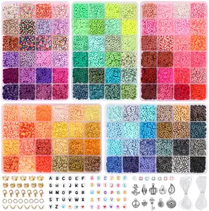 10160件，120色粘土珠子手镯制作套件，8-12岁女孩平板珠子制作，犹太人聚合物黑石珠子