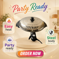 Grande poêle électrique multifonctionnelle pour injera de 47 cm, antiadhésive, 2000 W, avec commande de température réglable pour usage domestique