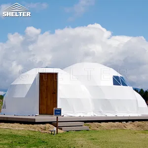 Luxury Tunnel Connection Double Dome Geodesic Dome Glamping With Bathroomglamping Dome Tent