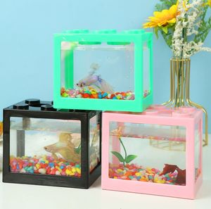 Usmilepet Bestseller Plastic Mini Goudvis Tank Transparante Desktop <span class=keywords><strong>Aquarium</strong></span> Bouwstenen Voor Creatief Landschap - Product Image 5