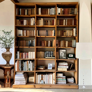 Meuble de rangement durable et élégant pour votre bibliothèque à domicile - Bibliothèque élégante en olivier vintage, bibliothèque en bois massif avec étagères de rangement - Product Image 2