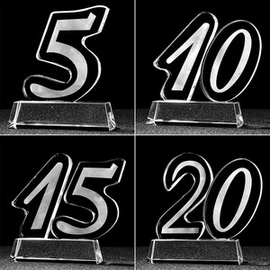Trophées en cristal personnalisés gravés au laser, en cristal blanc transparent, récompenses pour réunions annuelles, employé de l'année, pouce levé, créatifs - Product Image 5