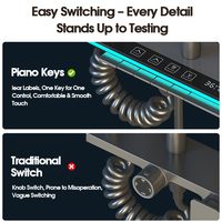 Système de douche thermostatique à affichage numérique, commande intelligente par touches piano, pommeau de douche pluie en acier inoxydable avec barre coulissante