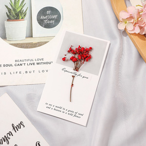 Biglietti d'<span class=keywords><strong>auguri</strong></span> con fiori di gipsofila pressati per inviti di nozze e regali artigianali per la sposa, biglietti con gipsofila essiccata - Product Image 3