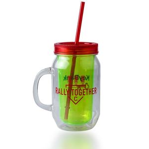 Mug en plastique rond de 16 oz avec paille, style bocal Mason, à prix abordable, directement de l'usine - Product Image 2