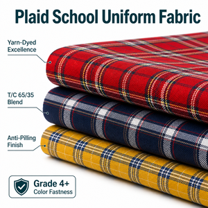 Tissu à carreaux teint en fil T/C 65/35 pour uniformes scolaires, tissu tissé à carreaux écossais pour jupes et blazers - Product Image 1