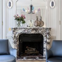 Newstar Décoration d'intérieur Manteau de cheminée en marbre de style français Surround Calacatta Viola Manteau de cheminée en marbre