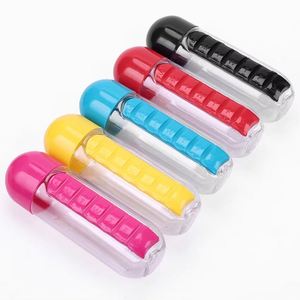 Botella de Agua Portátil Multifuncional de Plástico con Compartimento para Pastillas, Color Personalizado, Venta Caliente 2024 - Product Image 3