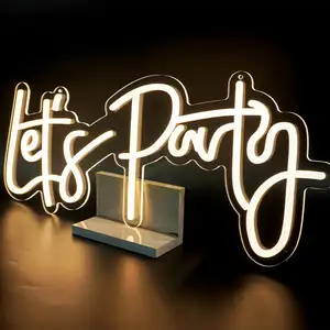 Bar Acrylic Letters Decoration Led Let S Party Neon Lights Table Large Colorful Custom Lets Party Neon Sign