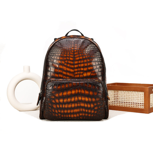 Zenos Fashion Luxury Crocodile Pattern Genuine <b>Leather</b> Waterproof Men's <b>Backpack</b> Zipper Closure <b>Large</b> Capacity Travel Business - Product Image 1