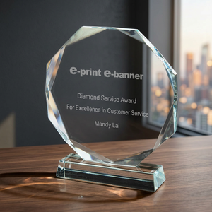 Crystal Glass <b>Trophy</b> with Laser <b>Engraved</b> Letters 150x170mm for Trade Show Giveaways and Welcome Gifts - Product Image 2