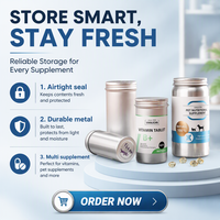 Bocaux cylindriques en aluminium 80ml/100ml/120ml/150ml avec bouchon à vis et boîte cadeau personnalisée pour le stockage de capsules de compléments alimentaires