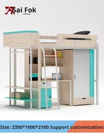 Lit superposé tout-en-un OEM ODM avec bureau et armoire, meubles modulaires en bois durables pour les chambres d'enfants