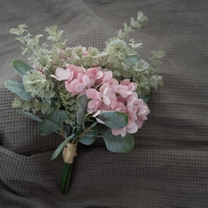 Bouquet de fleurs artificielles Tsubakiya Kona Hydrangea rose et vert, pour mariage, à tenir à la main, décoration de la maison CF01033 - Product Image 3