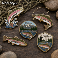 Pin de Solapa Metálico Conmemorativo de Pesca, Insignia de Recuerdo de Pesca de Trucha Arcoíris Personalizada de Alta Calidad al por Mayor